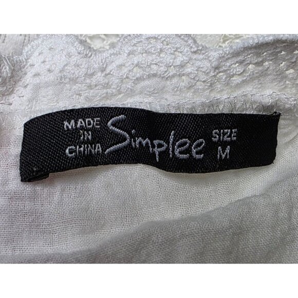 Simplee White Lace Embroidered Dress Size M - Picture 12 of 15